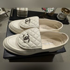 Chanel Women's Turnlock White Loafers size 41